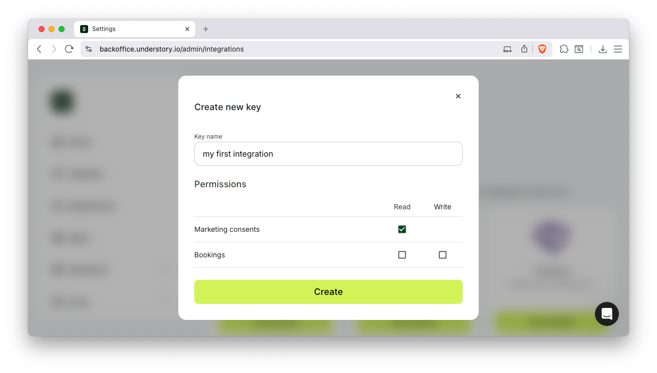 Backoffice: New Internal Integration Keys