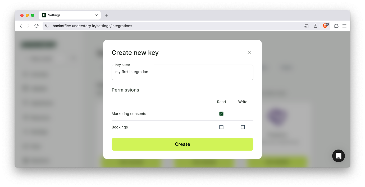 Backoffice: New Internal Integration Keys
